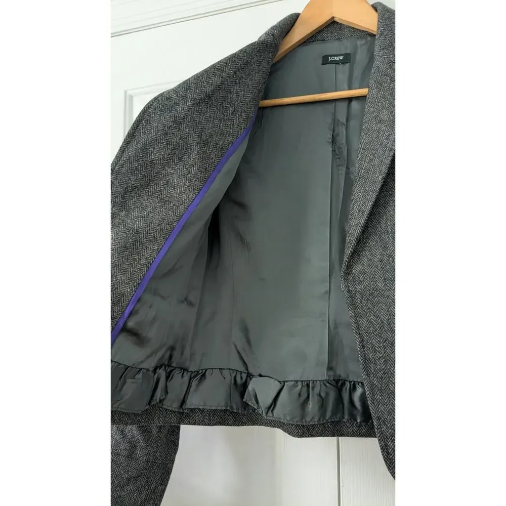 J. Crew Grey Wool Herringbone Blazer